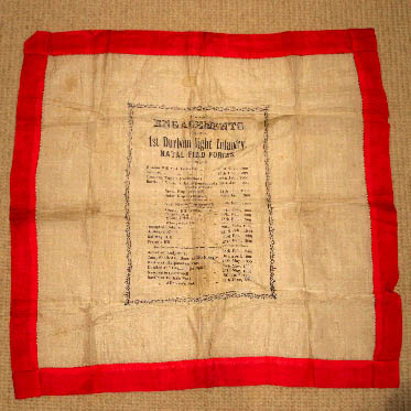 Silk banner showing the actions involving the Durham Light 
Infantry in 1899 and 1900